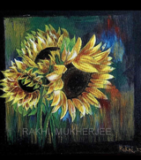 Golden Gaze – Handcrafted Acrylic Canvas Painting by Rakhi Mukherjee (14 × 14 Inch)