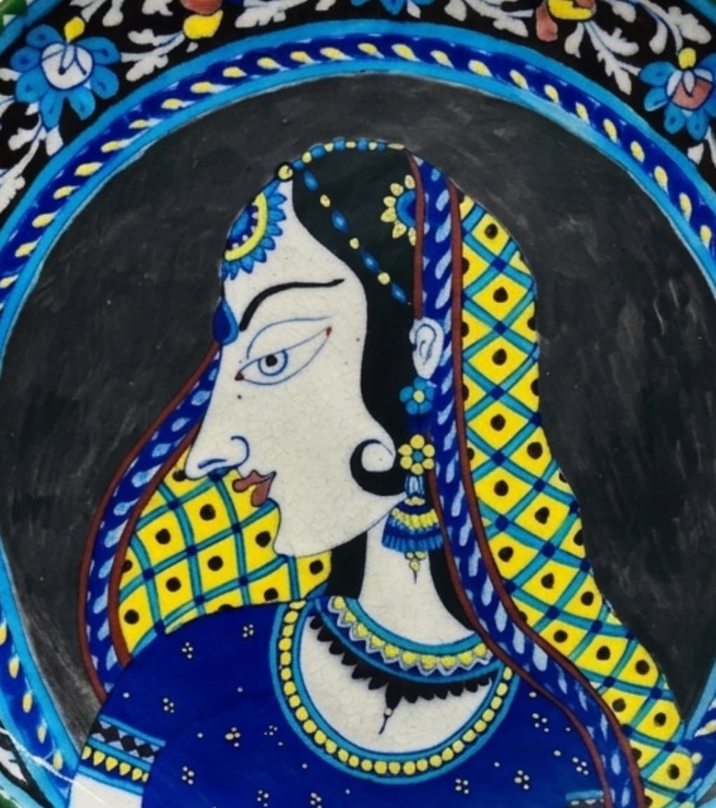 Rajputani Grace Jaipur Blue Pottery Decorative Wall Plate (10 Inch)