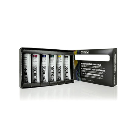 Golden Professional Heavy Body Acrylic Set of 6 High Viscosity Artist Paints for Mixing Rich Textured Studio Artwork - Retail Maharaj