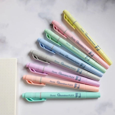 Pentel Illumina Flex Twin Tip Pastel Highlighter Dual Tip Marker - Retail Maharaj