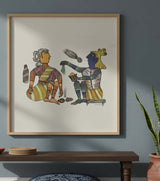 Authentic Gond Painting – Tribal Life Scene Folk Art (11 × 15 Inch)
