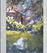 Banglar Doba Original Watercolour Landscape Painting by Ranjan Kurmi (A4 Size)