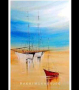 Hymne to the Sea Original Acrylic Canvas Painting by Rakhi Mukherjee (14 × 11 Inch)
