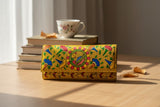 Handmade Madhubani Golden Silk Clutch | Mithila Art Ethnic Handbag Traditional Indian Accessory - Retail Maharaj