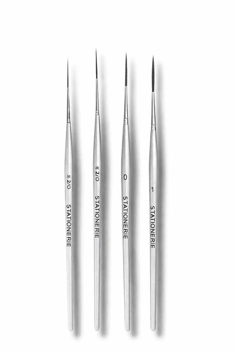 Retail Maharaj Signature Synthetic Long Bristle Liner Brush Set of 4 Silver Edition - Retail Maharaj