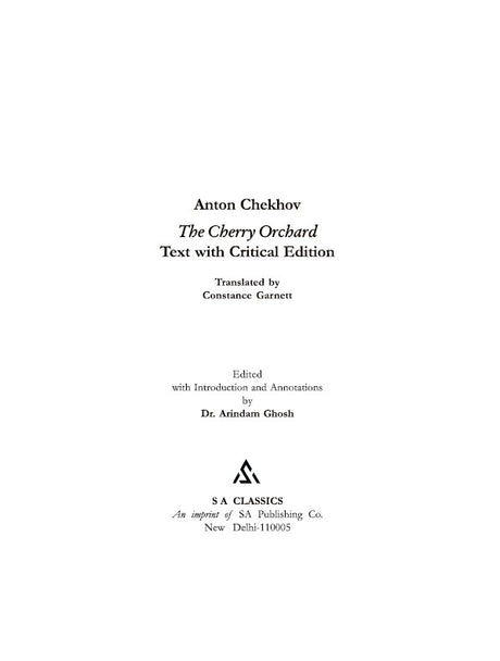 The Cherry Orchard [Text With Critical Edition] (English Version) - Retail Maharaj