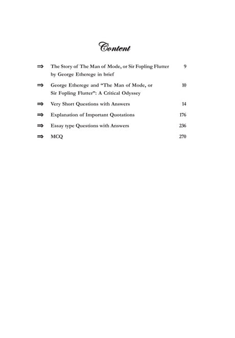 George Etherege The Man of Mode or Sir Fopling Flutter (English Version) (Questions and Answer) - Retail Maharaj