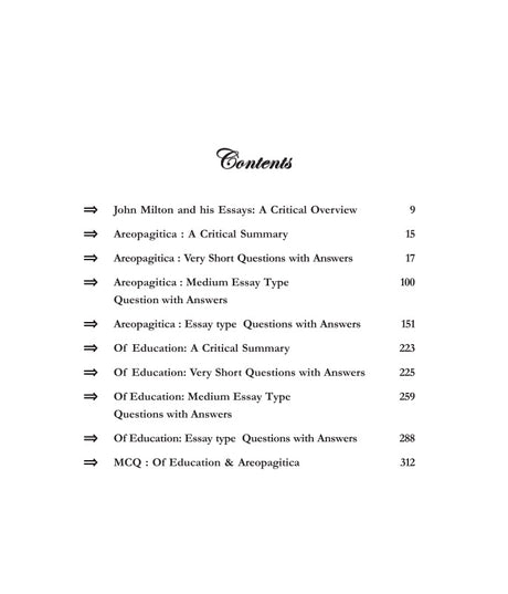Selected Essays of Milton Areopagitica & Of Education (English Version) (Questions and Answers) - Retail Maharaj