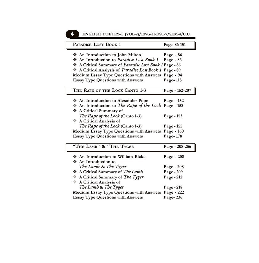 English Poetry-1 (Vol-2) (ENG-H-DSC-7) – A Complete Guide with Model Question & Answer, SEM-4, CU (English Version) - Retail Maharaj