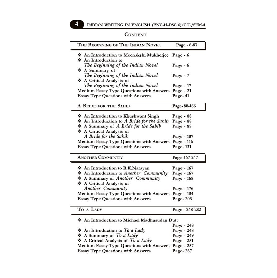 Indian Writing in English (ENG-H-DSC-6) (Vol-2) – A Complete Guide with Model Question & Answer, SEM-4, CU (English Version) - Retail Maharaj
