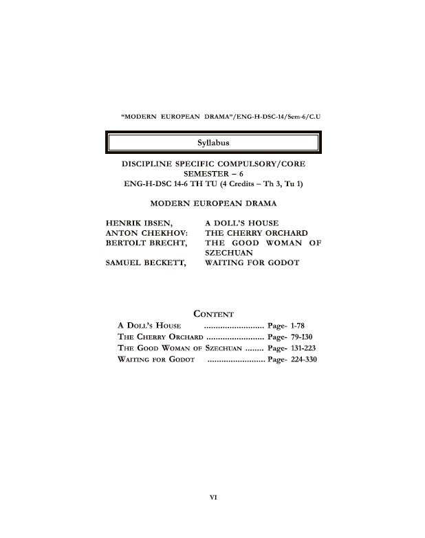 Modern European Drama (Vol-1) Complete Text with Critical Analysis (ENG-H-DSC-14) Sem-6, CU - Retail Maharaj