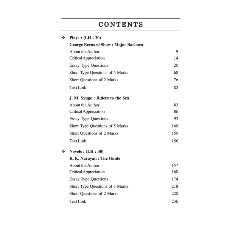 Plays, Novels and Literature Terms (Complete Text with Guide) (Major Course) (ENGL2011), Sem-2, BU (English Version)