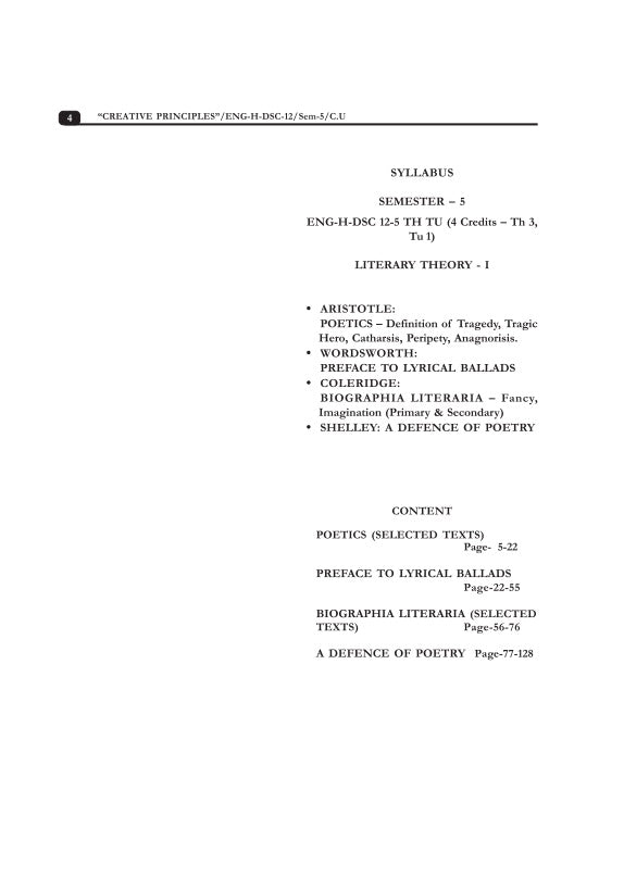 Creative Principles Literary Theory-1 (English Version) (ENG-H-DSC 12) (Text with Critical) SEMESTER-5, C.U. - Retail Maharaj