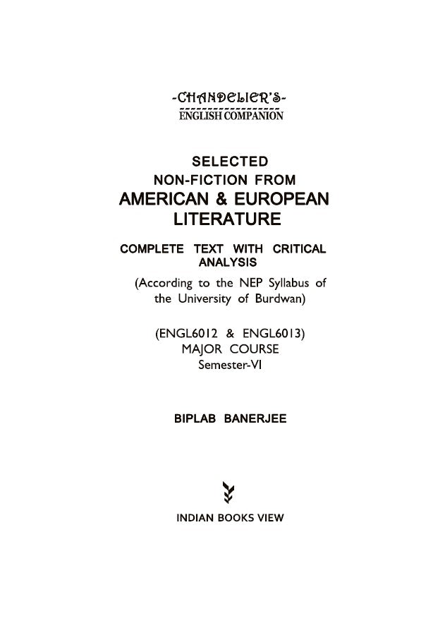 Non-Fiction from American & European Literature – Complete Text with Critical Analysis (ENGL6012 & ENGL6013) SEM-6, BU (English Version) - Retail Maharaj
