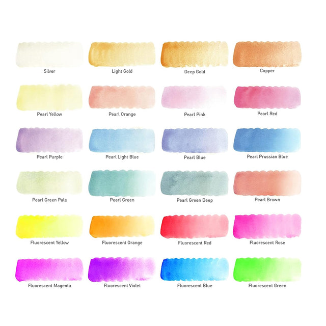 Sakura Koi Creative Art Watercolour Pan Set with Metallic Fluorescent and Pearlescent Shades - Retail Maharaj