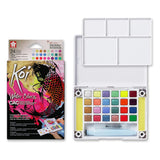 Sakura Koi Creative Art Watercolour Pan Set with Metallic Fluorescent and Pearlescent Shades - Retail Maharaj