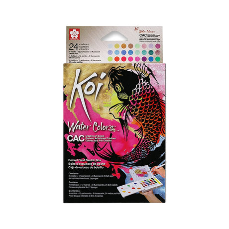 Sakura Koi Creative Art Watercolour Pan Set with Metallic Fluorescent and Pearlescent Shades - Retail Maharaj