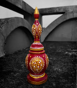 Premium Handcrafted Traditional Bengali Gach Kouto (7.5 Inch) – Red & Golden Wooden Bridal Accessory