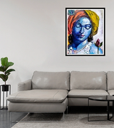 Krishna Tranquil Original Mixed Media Canvas Painting by Rakhi Mukherjee (14 × 18 Inch)