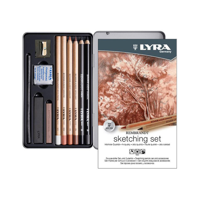 Lyra Rembrandt Professional Sketching Pencil and Accessories Set of 11 - Retail Maharaj