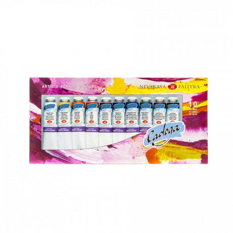 Ladoga Acrylic Colour Set of 18ml and 46ml Universal Artist Acrylics for Canvas Wood Paper and Decorative Painting - Retail Maharaj