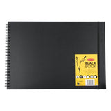 Derwent Black Book Wire Bound Hardback Sketchbook 200 GSM Black Paper - Retail Maharaj