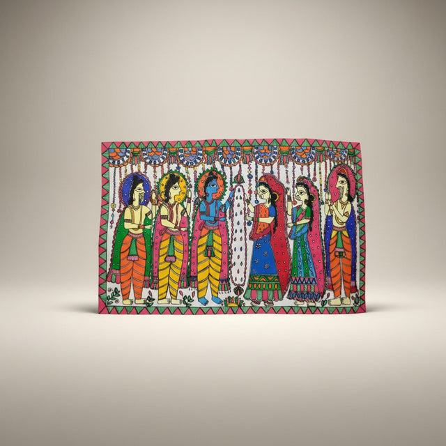 Handmade Madhubani Painting – Ram Sita Jaimaal | Mithila Art Traditional Indian Folk Wall Decor - Retail Maharaj