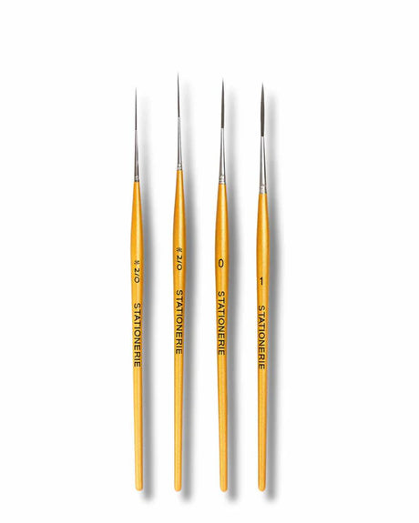 Retail Maharaj Long Liner Brush Set of 4 Gold Edition, Kolinsky Synthetic - Retail Maharaj