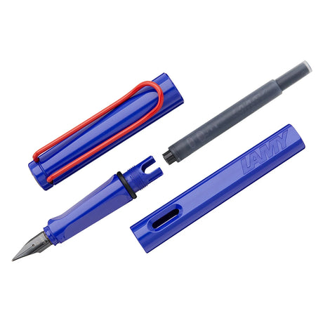Lamy Safari Blue Red Special Edition Fountain Pen with Steel Nib - Retail Maharaj
