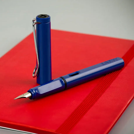 Lamy Safari Blue Fountain Pen with Chrome Trim Classic Writing Instrument - Retail Maharaj