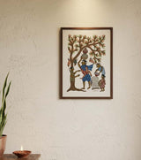Authentic Gond Painting – Tribal Daily Life & Tree of Life Folk Art (11 × 15 Inch)