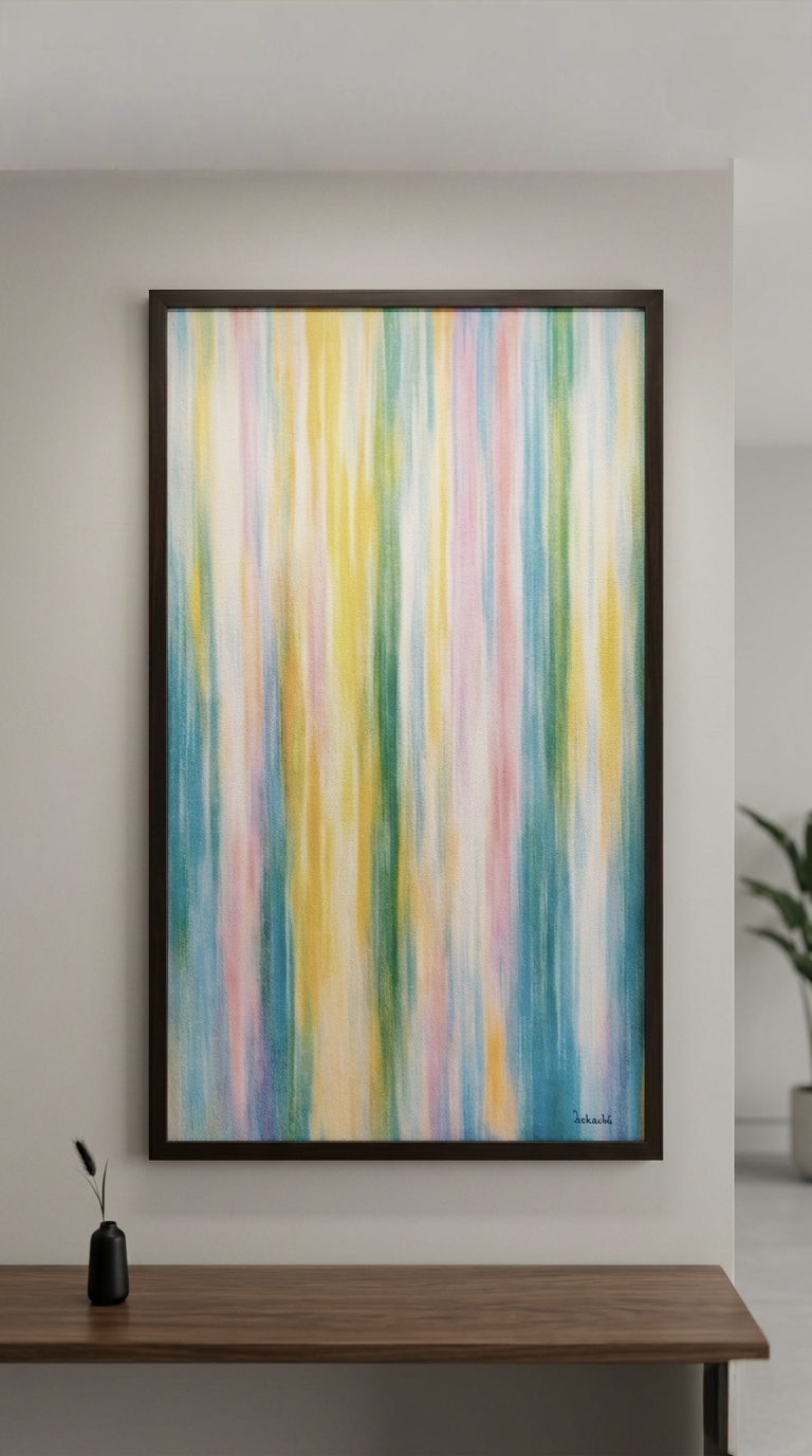 Falling Light in Quiet Hues – Digital Artwork by Debashis Sen (36 × 20 Inch)