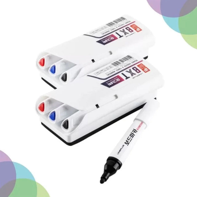 Lineplus White Board Duster with 3 Markers for Classroom and Office Use - Retail Maharaj