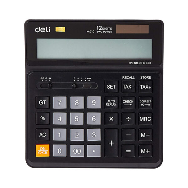 Deli Smart 12 Digit Dual Power Business Calculator with Tax and Check Function - Retail Maharaj
