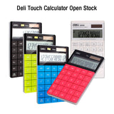 Deli Touch Screen 12 Digit Dual Power Electronic Calculator with 120 Step Check - Retail Maharaj