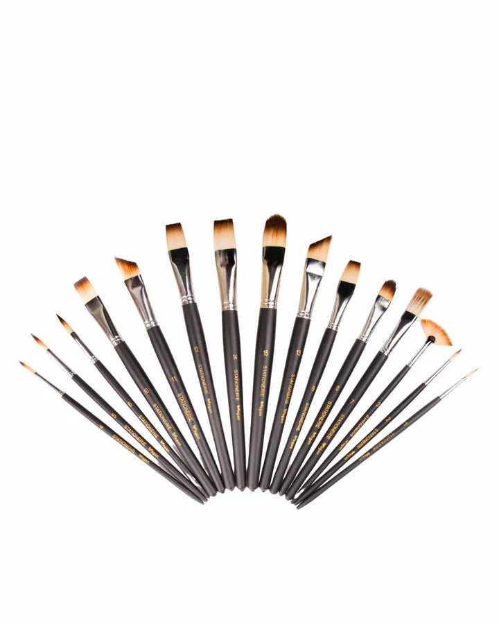 Stationerie Mix Paint Brush Set of 15 Velour Mix Media - Retail Maharaj