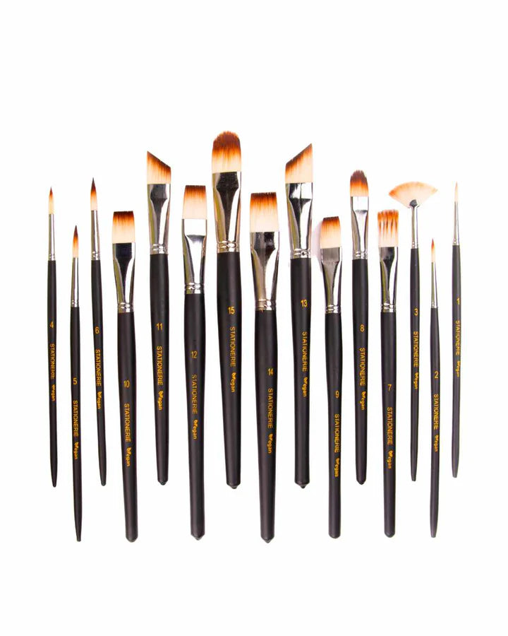 Stationerie Mix Paint Brush Set of 15 Velour Mix Media - Retail Maharaj