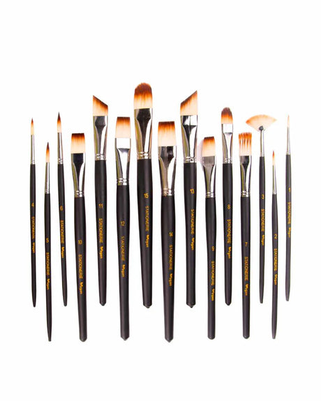 Stationerie Mix Paint Brush Set of 15 Velour Mix Media - Retail Maharaj
