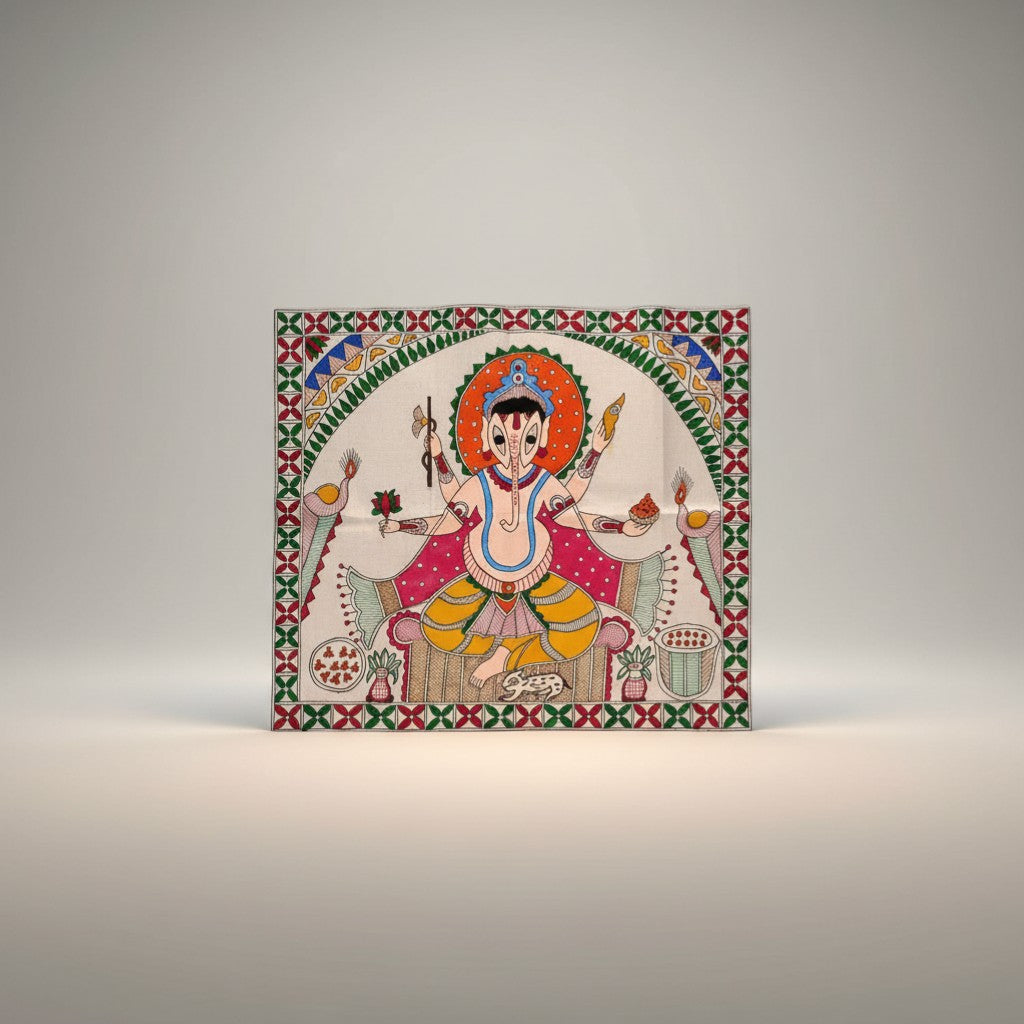 Handmade Madhubani Painting – Ganeshji | Mithila Art Traditional Indian Folk Wall Decor - Retail Maharaj