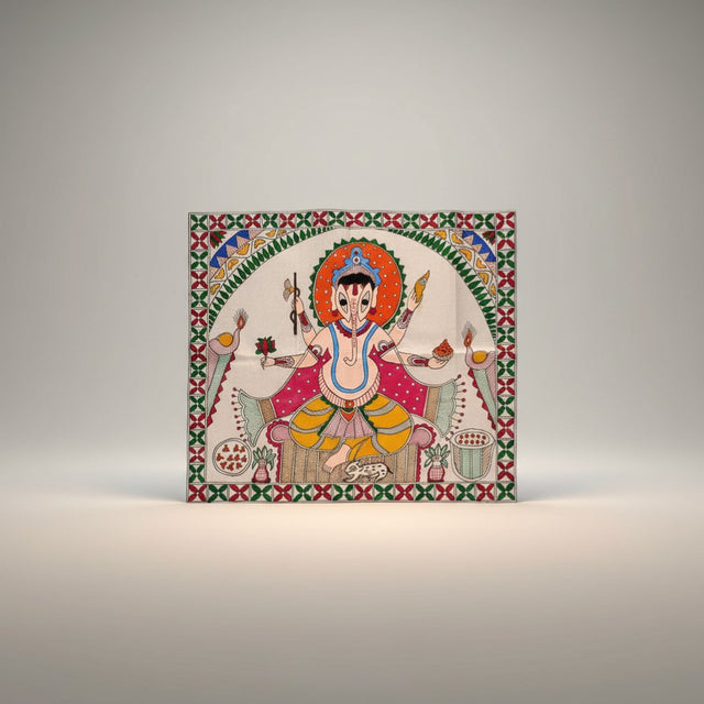 Handmade Madhubani Painting – Ganeshji | Mithila Art Traditional Indian Folk Wall Decor - Retail Maharaj