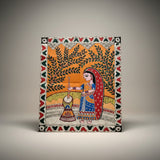 Handmade Madhubani Painting – A Village Scene | Mithila Art Traditional Indian Folk Wall Decor - Retail Maharaj