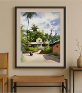 Premium Indian Landscape Art – "Morning Ride in Mafaswal" A3 Watercolour