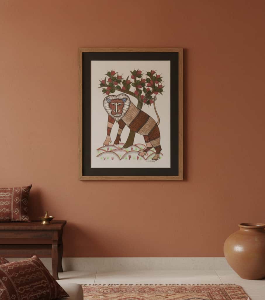 Authentic Gond Painting – Majestic Monkey & Tree Art Folk Art (11 × 15 Inch)