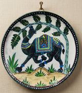 Desert Majesty Jaipur Blue Pottery Hand-Painted Wall Plate (10 Inch)