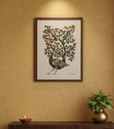 Authentic Gond Painting – Bird Merging with Tree Of Life Tribal Art (11 × 15 Inch)