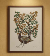 Authentic Gond Painting – Bird Merging with Tree Of Life Tribal Art (11 × 15 Inch)