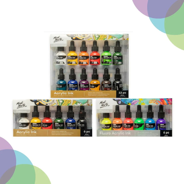 Mont Marte Acrylic Ink Sets for Vibrant and Professional Artwork - Retail Maharaj