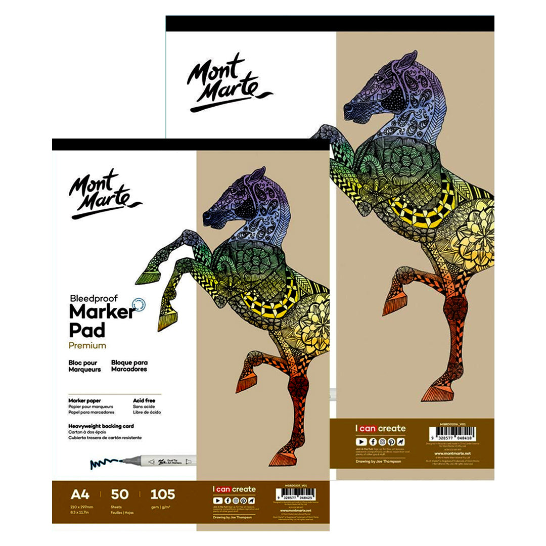Mont Marte Bleedproof Marker Pad 105 GSM – A4 & A3 - Retail Maharaj