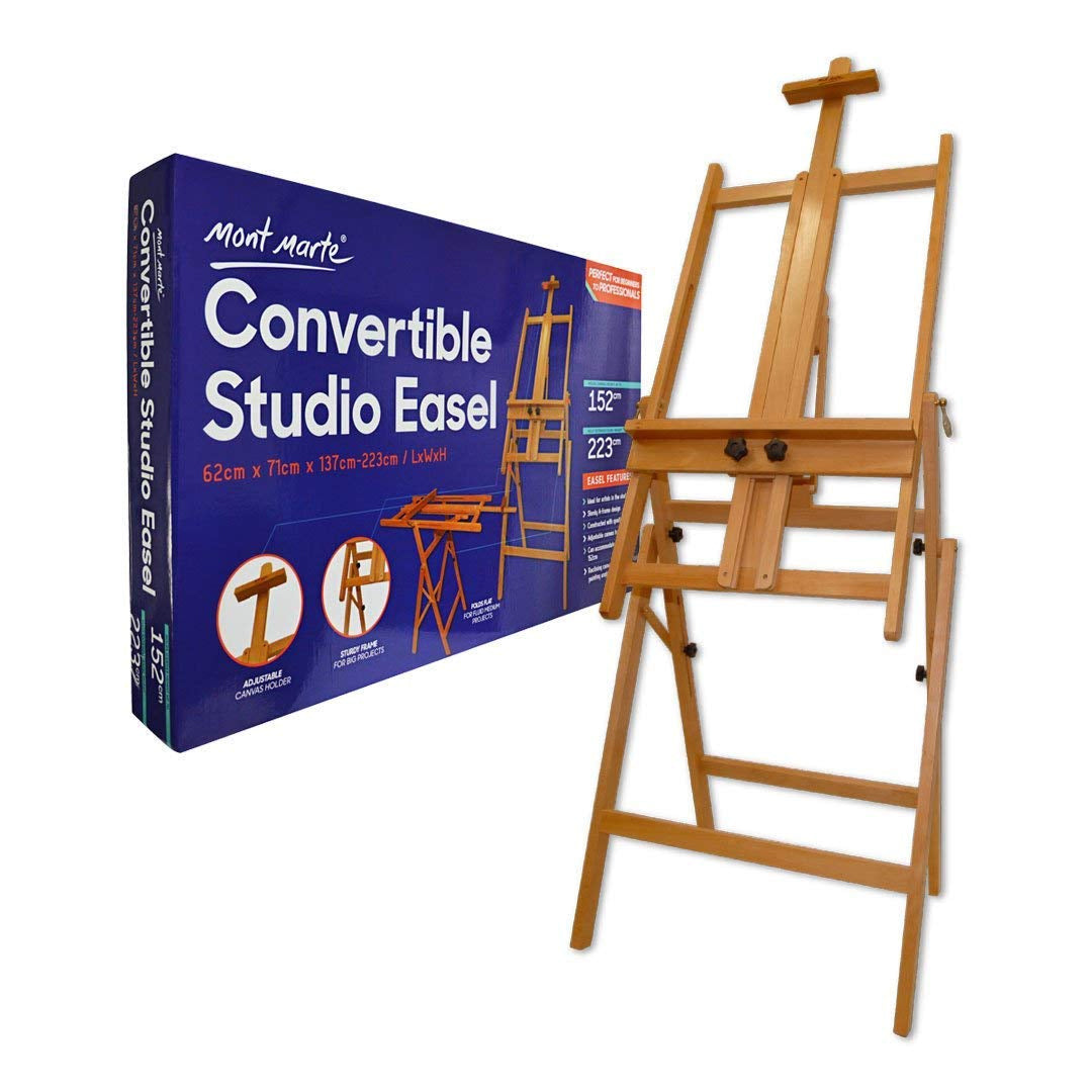 Mont Marte Convertible Beech Wood Studio Easel for Large Canvases - Retail Maharaj