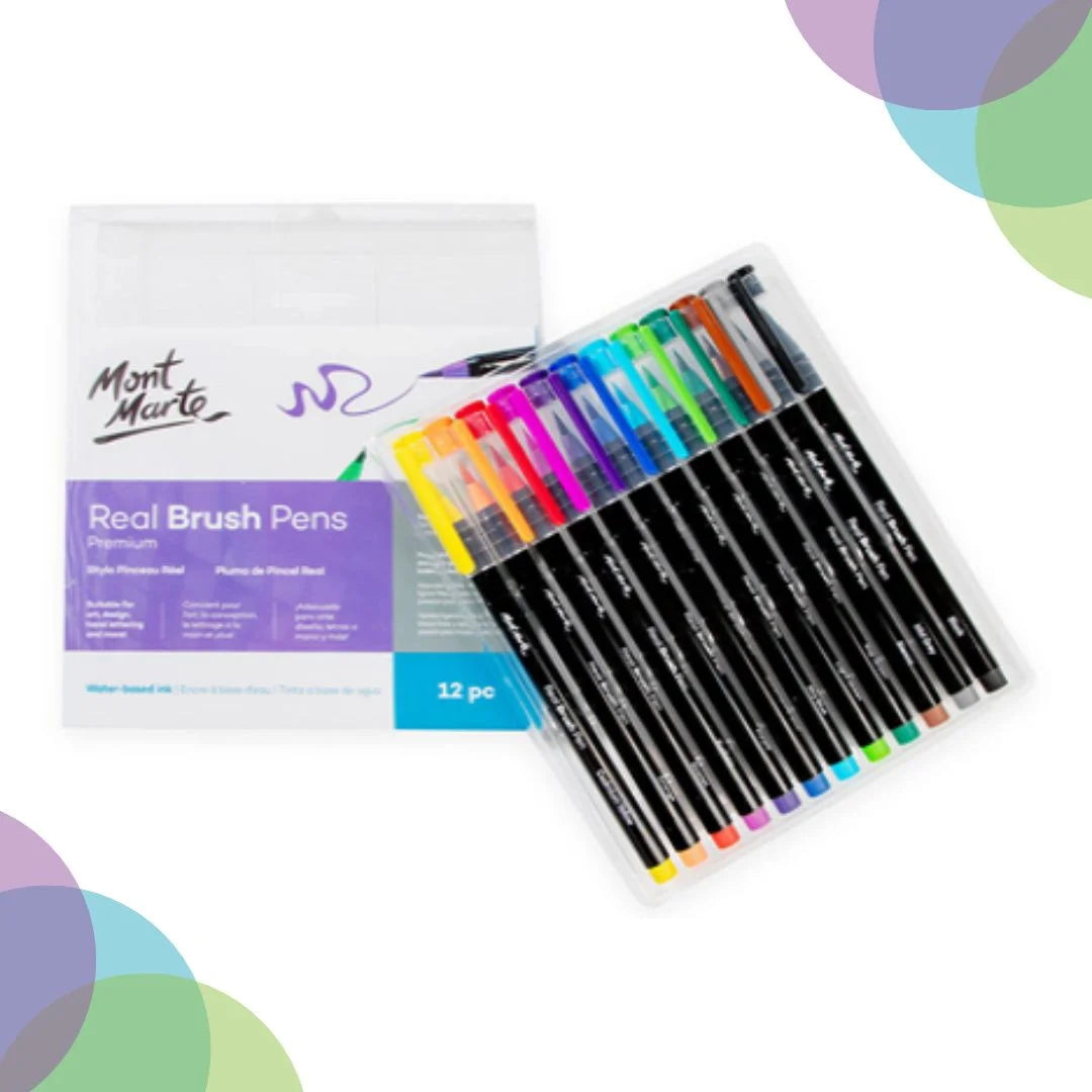 Mont Marte Real Brush Pen Sets for Artistic Precision and Creative Designs - Retail Maharaj